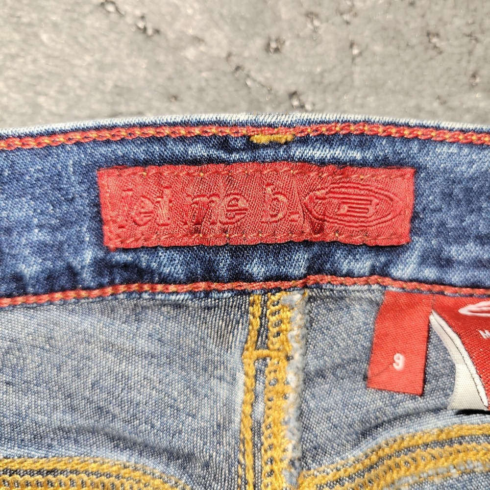 VTG Bongo Jeans Womens 9 Blue Let Me B Bootcut Low Rise Crease Dark Wash Y2K - Picture 6 of 8